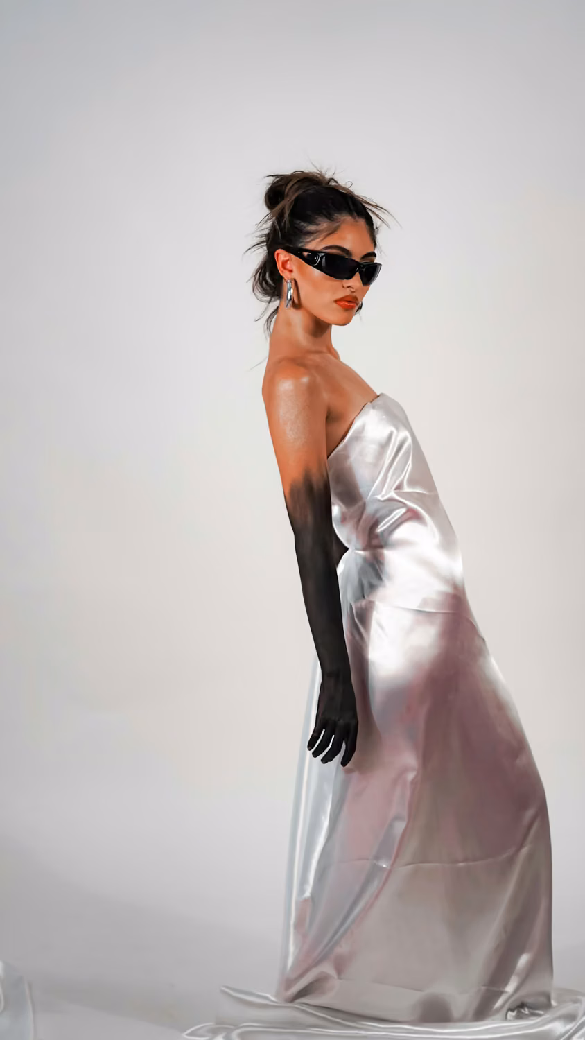 A woman in a dress