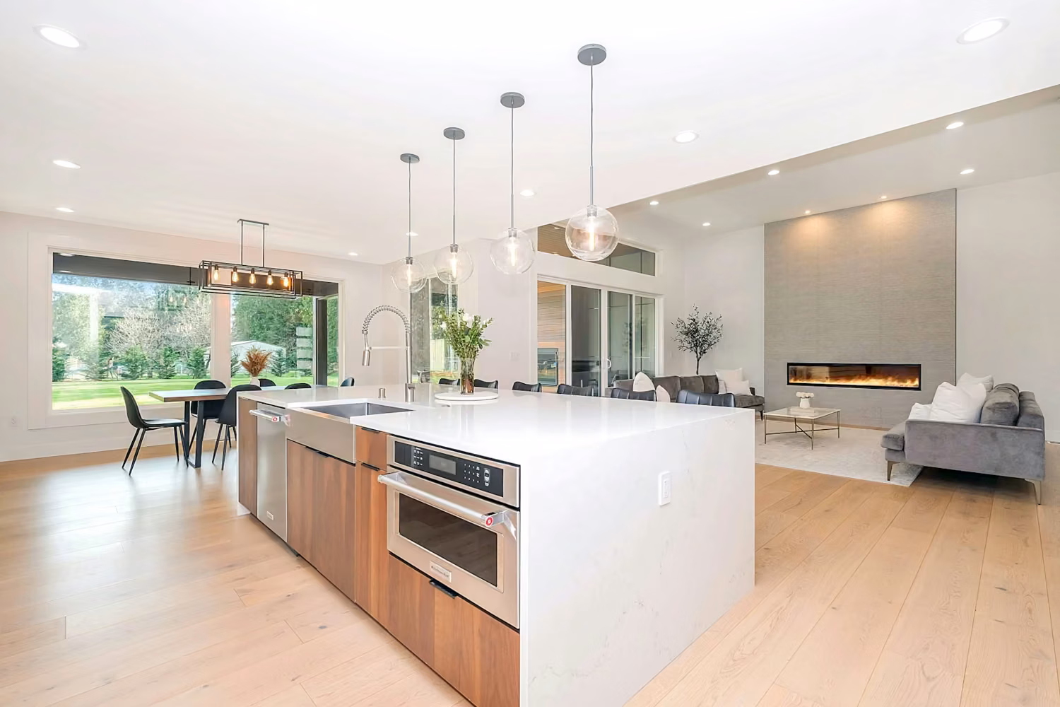 White and brown kitchen counter